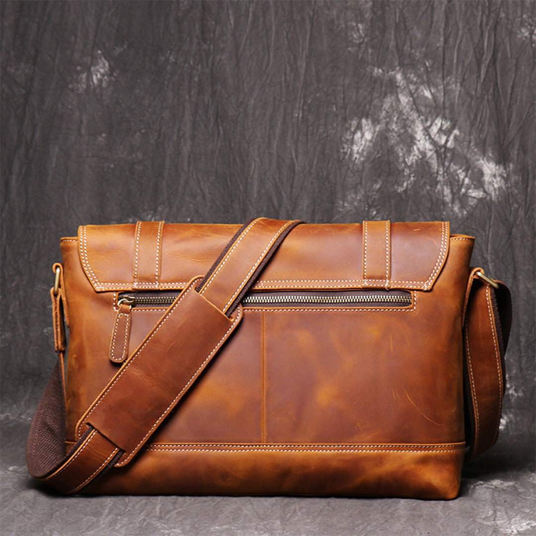 Crazy Horse Leather Men's Messenger Satchel Bag
