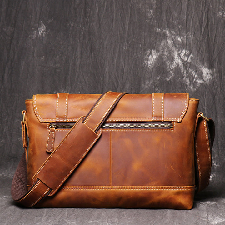 Crazy Horse Leather Men's Messenger Satchel Bag