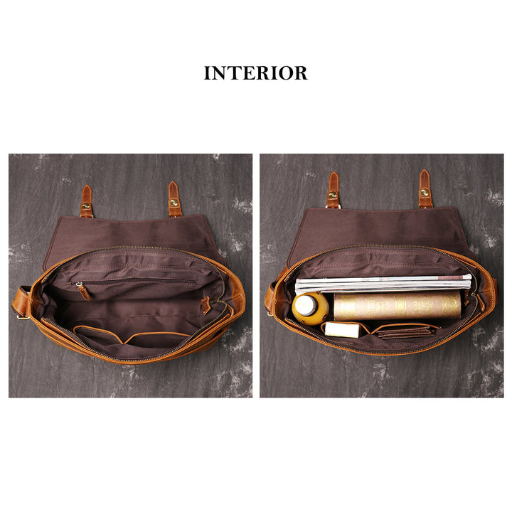 Crazy Horse Leather Men's Messenger Satchel Bag
