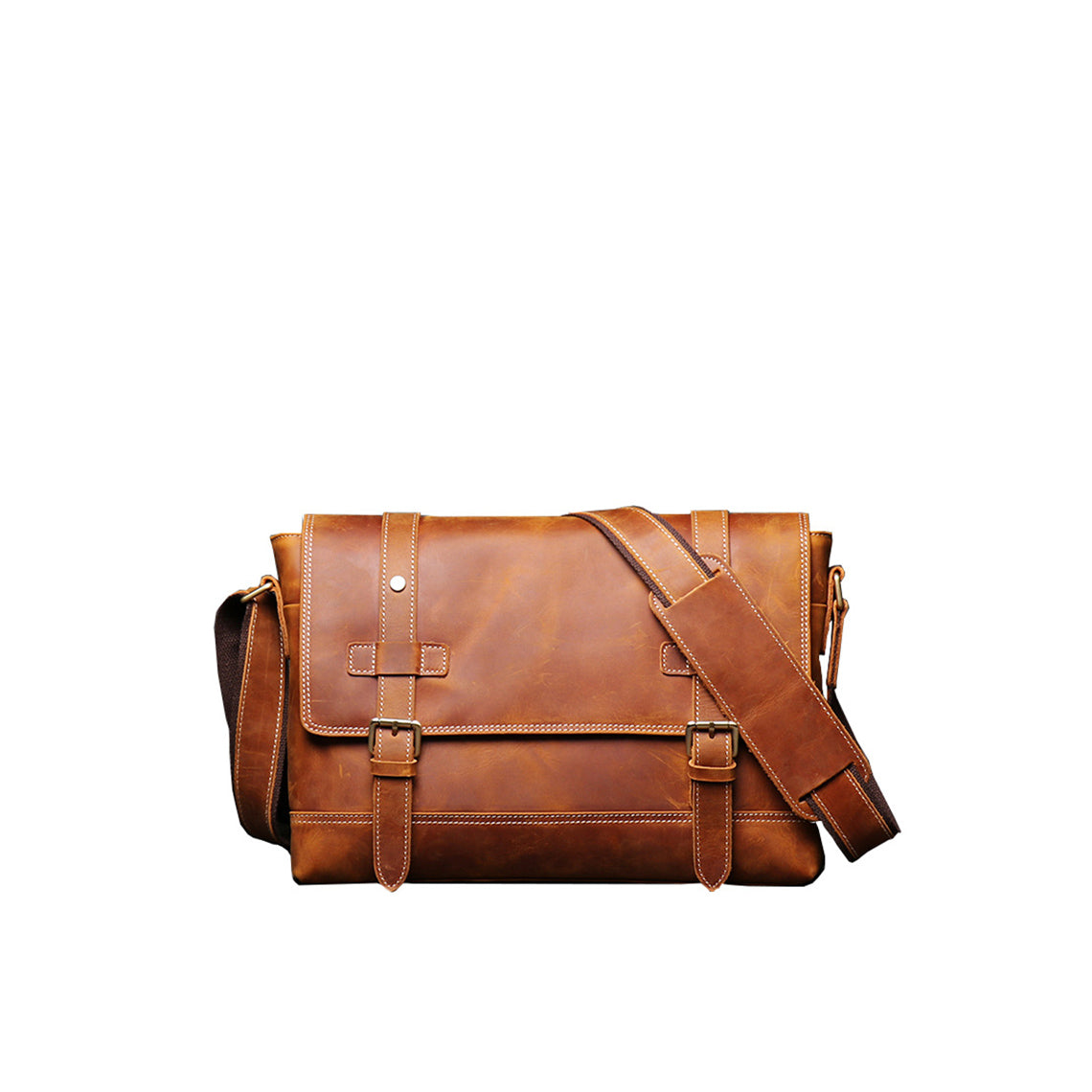 Crazy Horse Leather Men's Messenger Satchel Bag – POPSEWING®