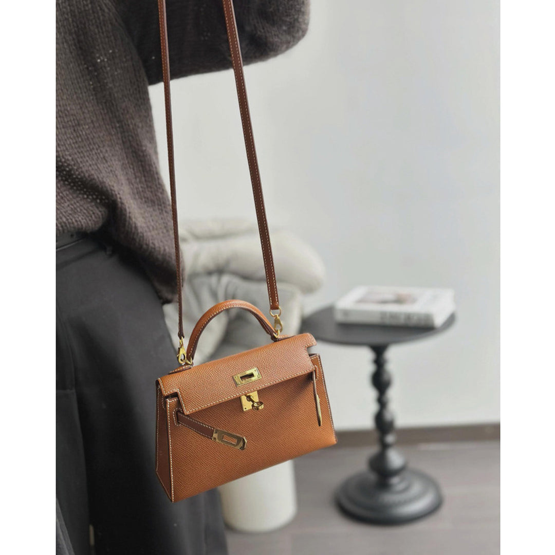 Top Grain Leather Inspired Mini Kelli 19 Handbag