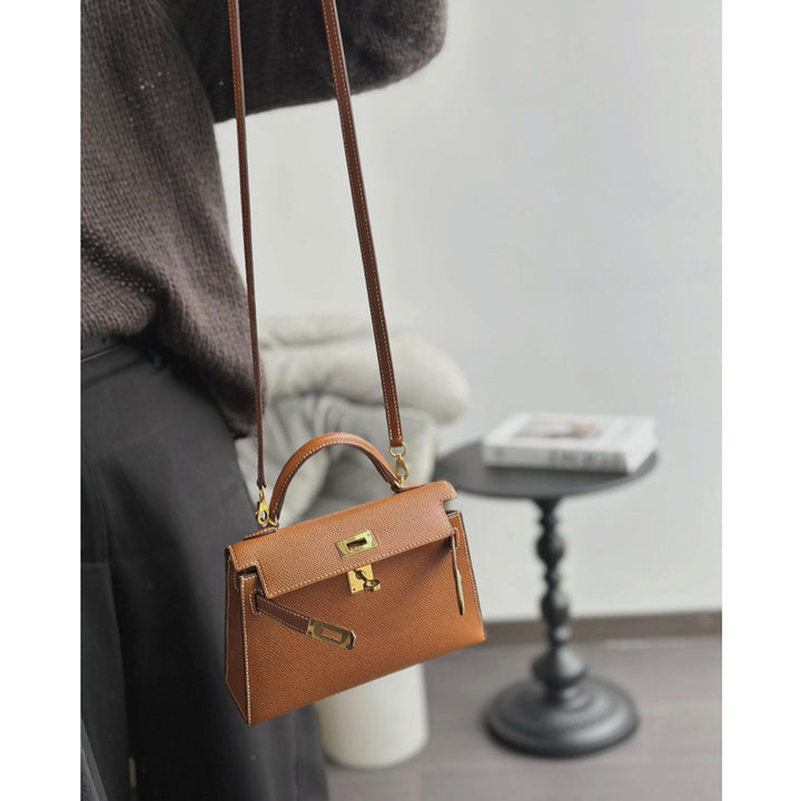 Top Grain Leather Inspired Mini Kelli 19 Handbag