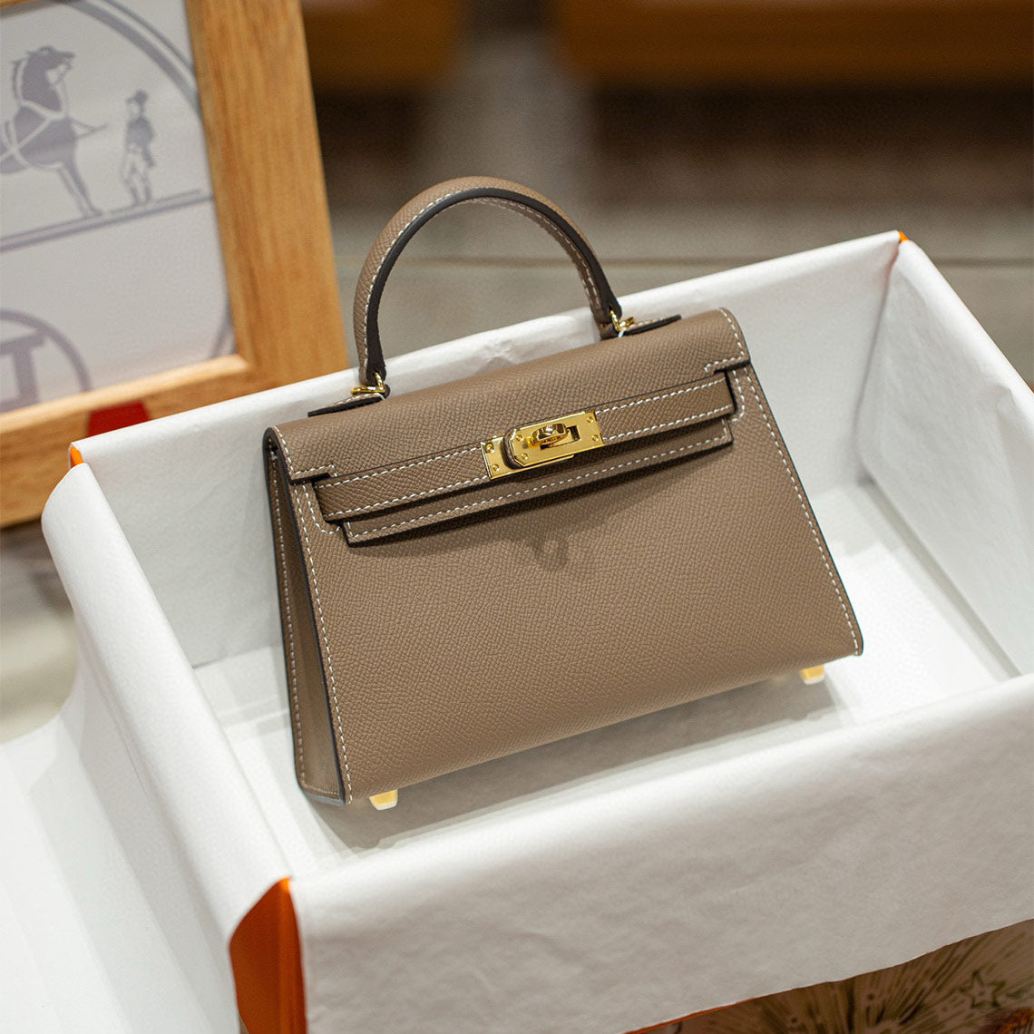 Epsom Leather Inspired Mini Kelli 19 Bag | Designer Handbag
