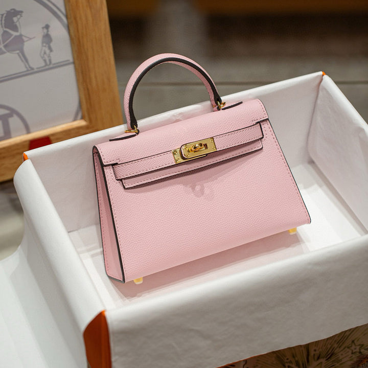 Pink Leather Mini handbag with Gold Hardware