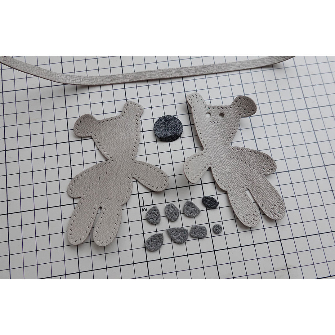 Light Grey Mr. Bean Teddy Bag Charm DIY Leather Kits | Easy Fun Home Projects - POPSEWING®