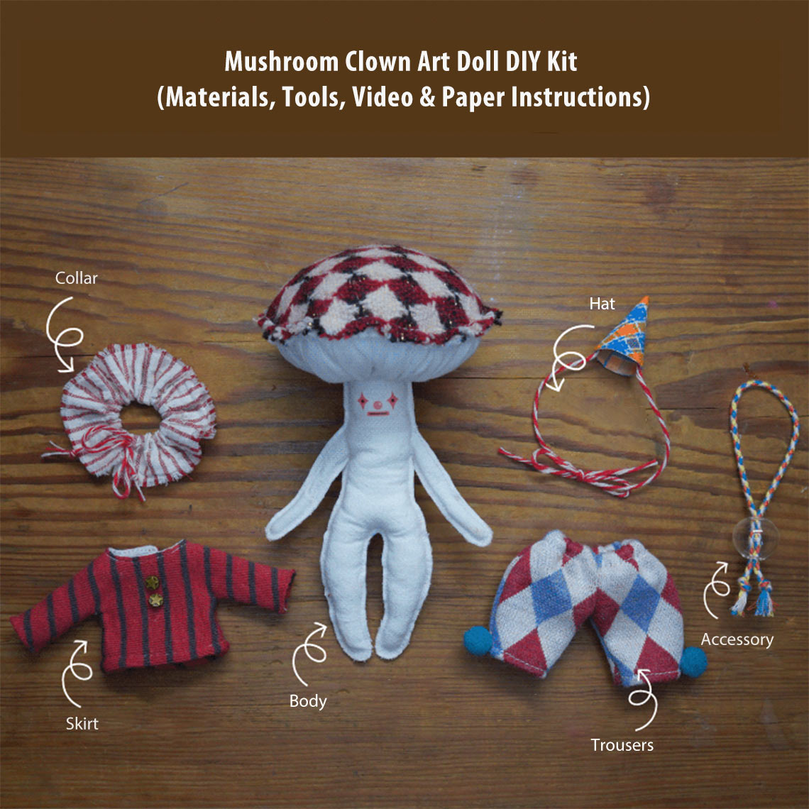 POPSEWING® Wandering Mushroom Clown Art Doll DIY Kits