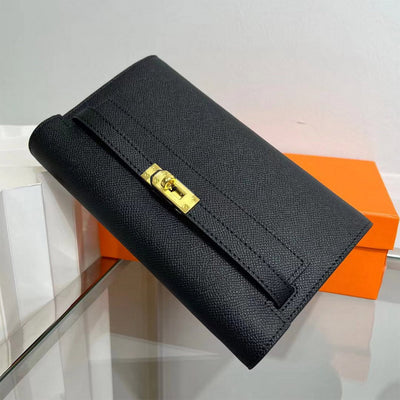 Leather Inspired Kelly Long Wallet | With Crossbody Strap