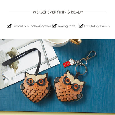 POPSEWING® Sheep Leather Flaco Owl Keychain DIY Kits