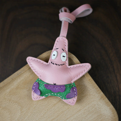 Pink Patrick Star Leather Charm DIY Kit | How to Make a Leather Keychain - POPSEWING®