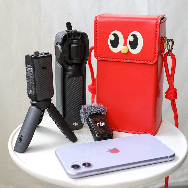 Red leather phone bag camera bag for DJI Pocket 3 camera