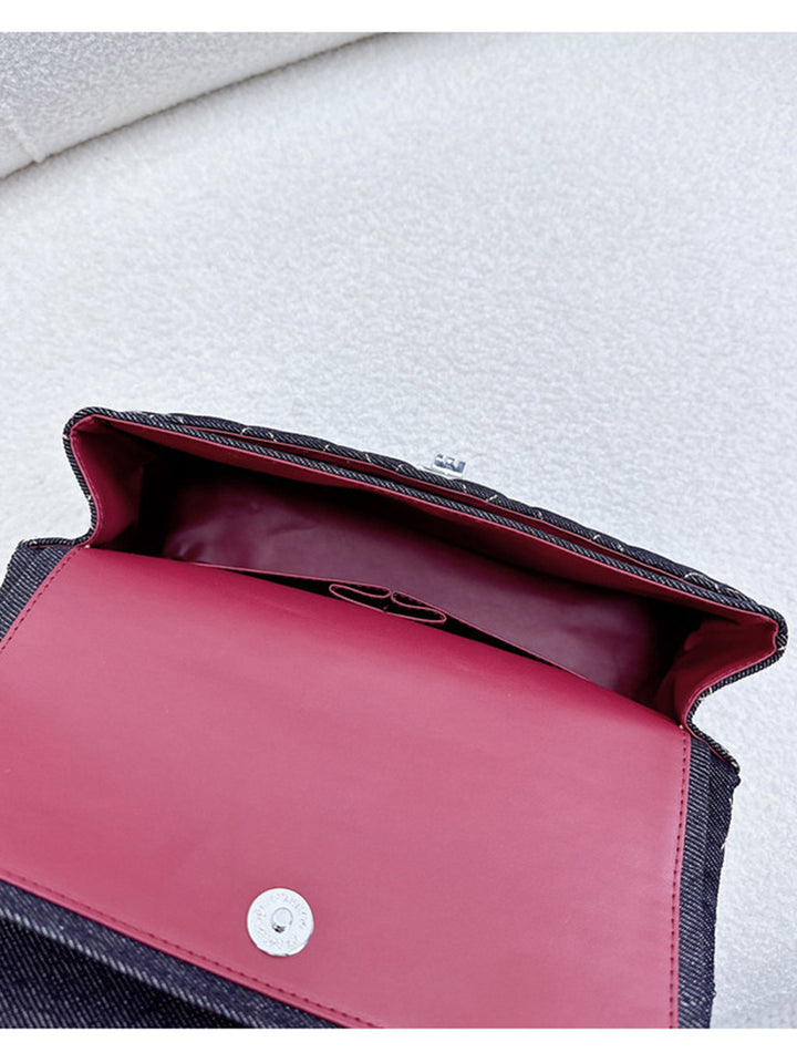 Quilted Denim Fold Chain Bag