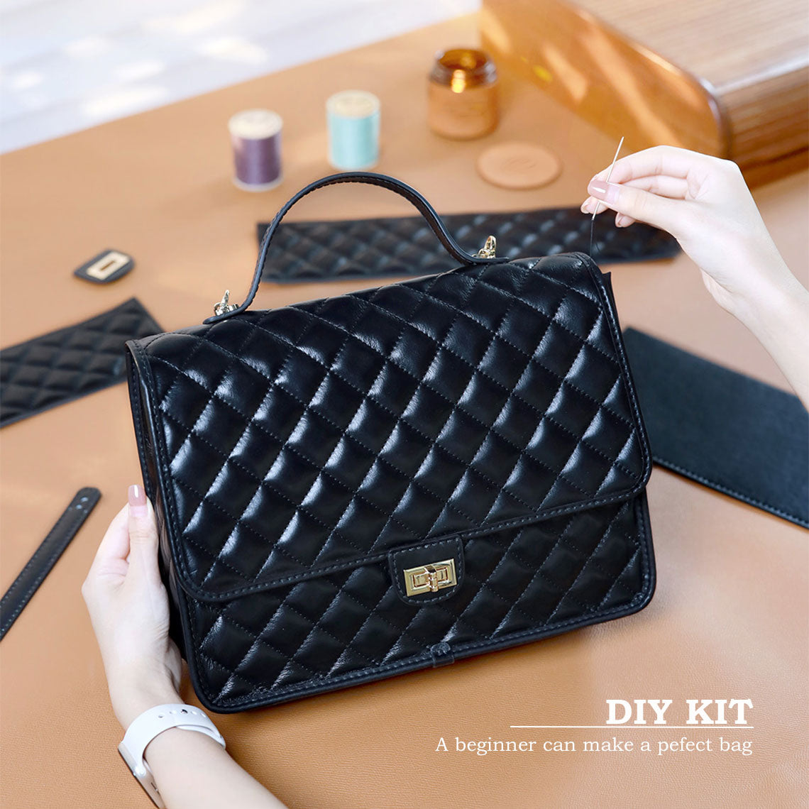 POPSEWING® Quilting Backpack DIY Kits | Black Backpack for Women