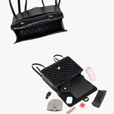 Black Quilting Leather Backpack Handbag Kits Interior | POPSEWING® DIY