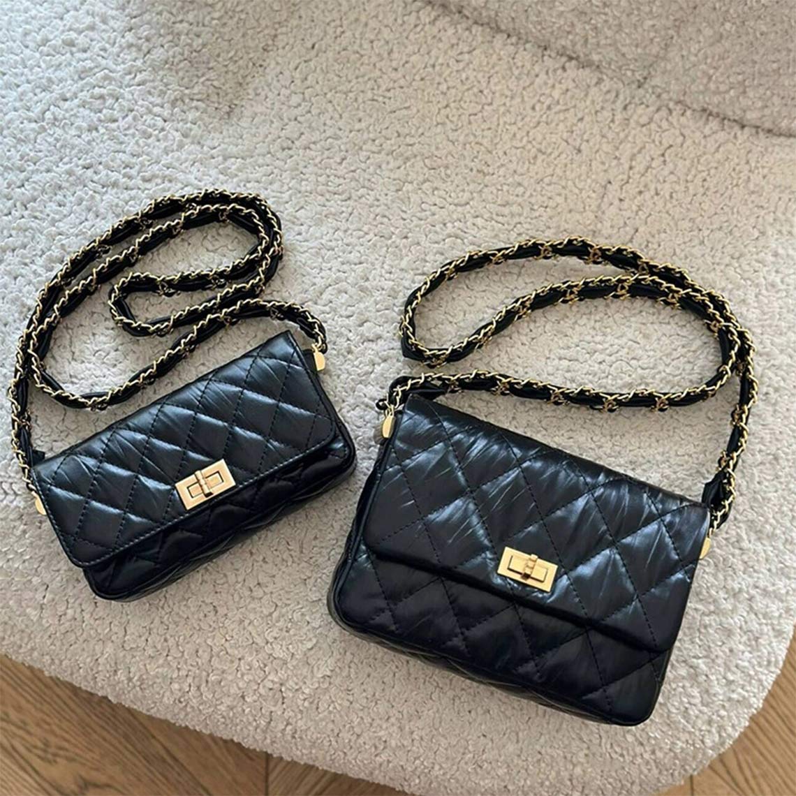 black quilted leather flap bags