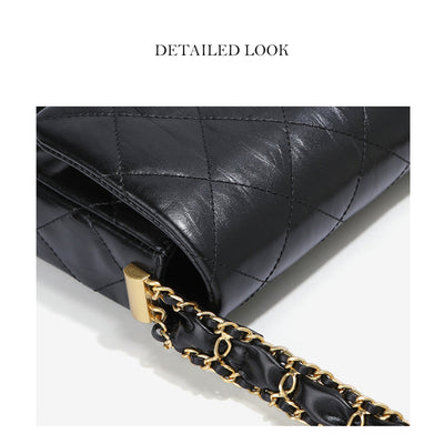 Top Grain Leather Chic Quilted Flap Bag