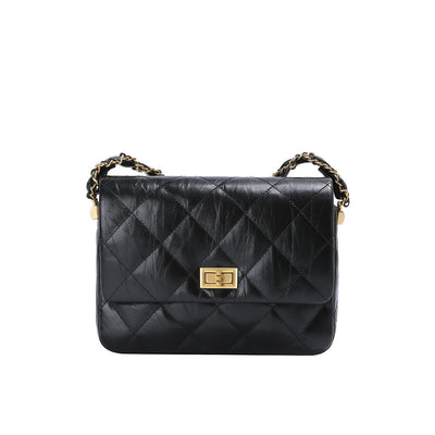 Top Grain Leather Chic Quilted Flap Bag