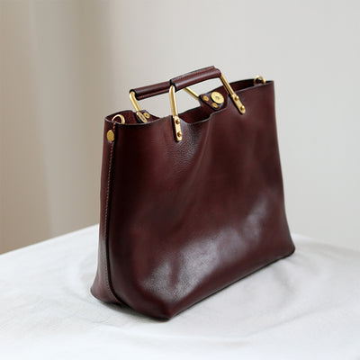 Genuine Leather Handbag in Red - POPSEWING®