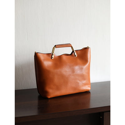 Vegetable Tanned Leather Vintage Tote Handbag