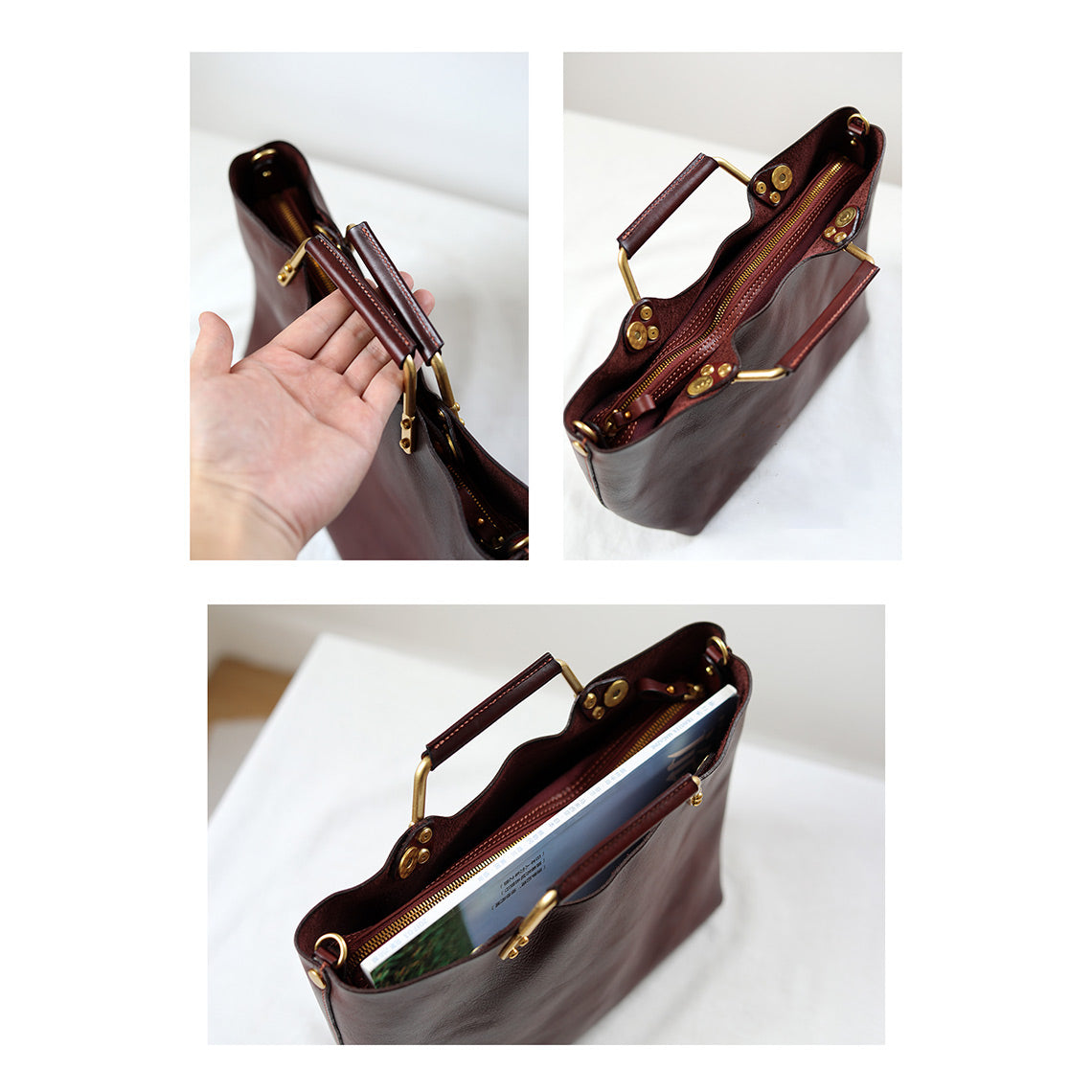 Vegetable Tanned Leather Tote Handbag | Work Tote Bags