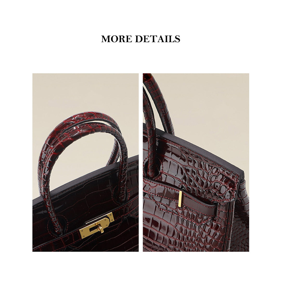 Crocodile Embossed Leather Rouge Birk Handbag