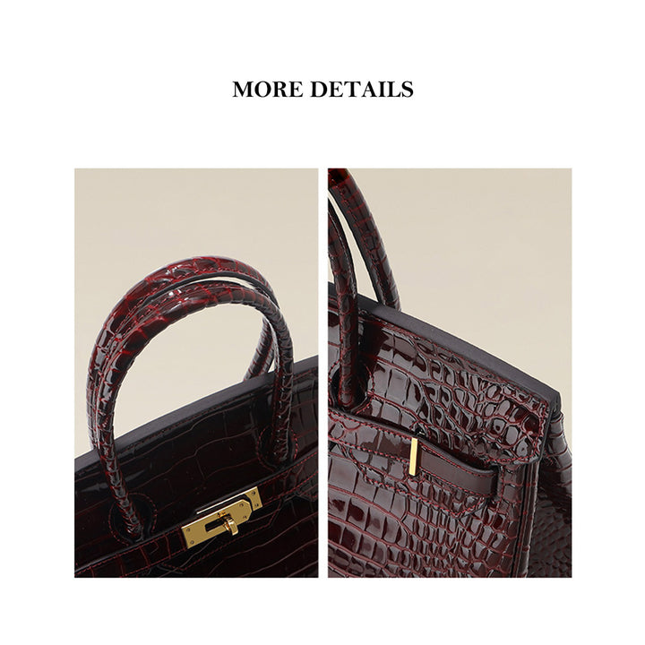 Crocodile Embossed Leather Rouge Birk Handbag
