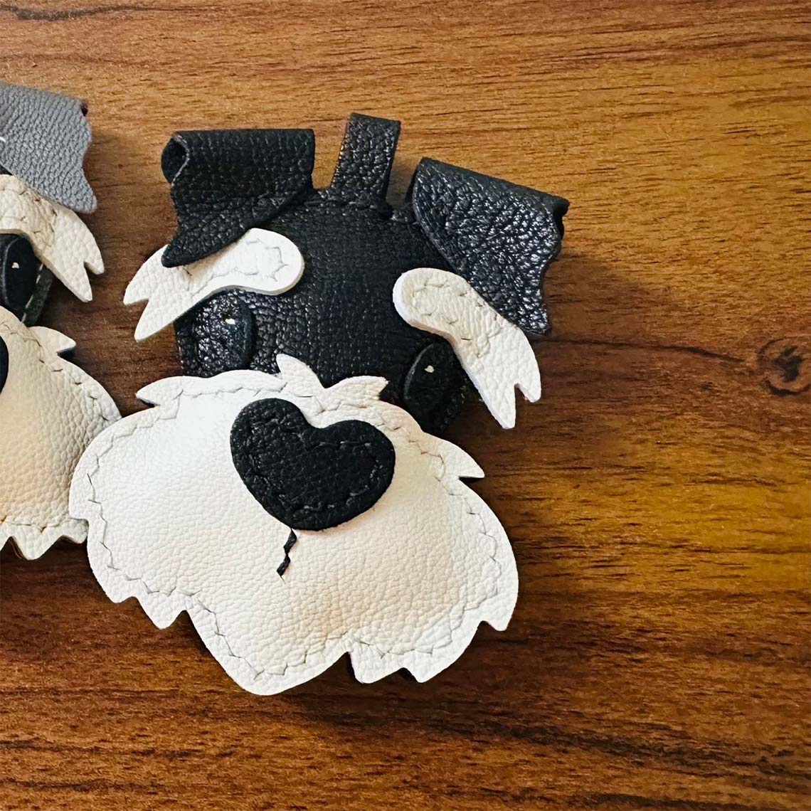 Sheep Leather Schnauzer Keychain Charm DIY Kit | Gifts for Dog