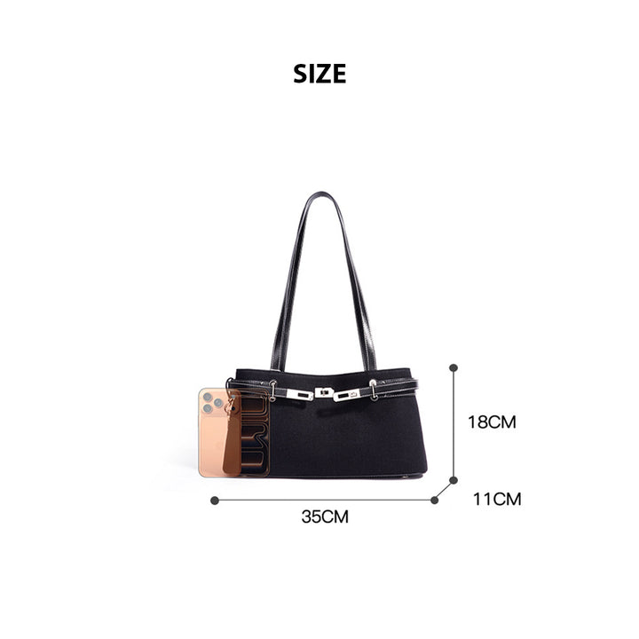 Vegetable Tanned Leather Linen Shoulder Bag