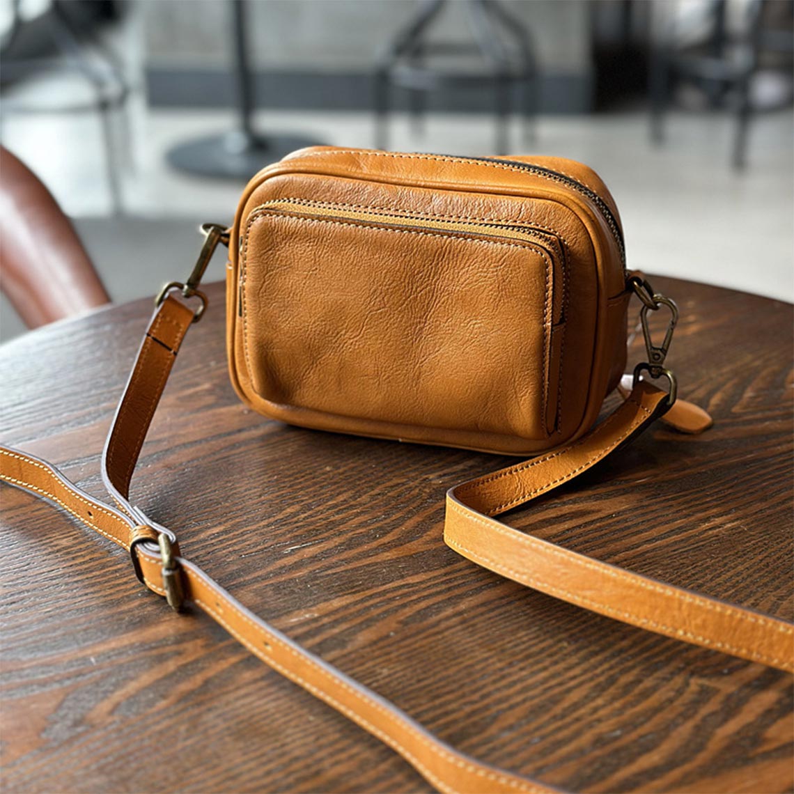 Brown Leather Small Crossbody Bag for Women