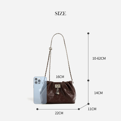 Top Grain Leather Small Lock Chain Bag