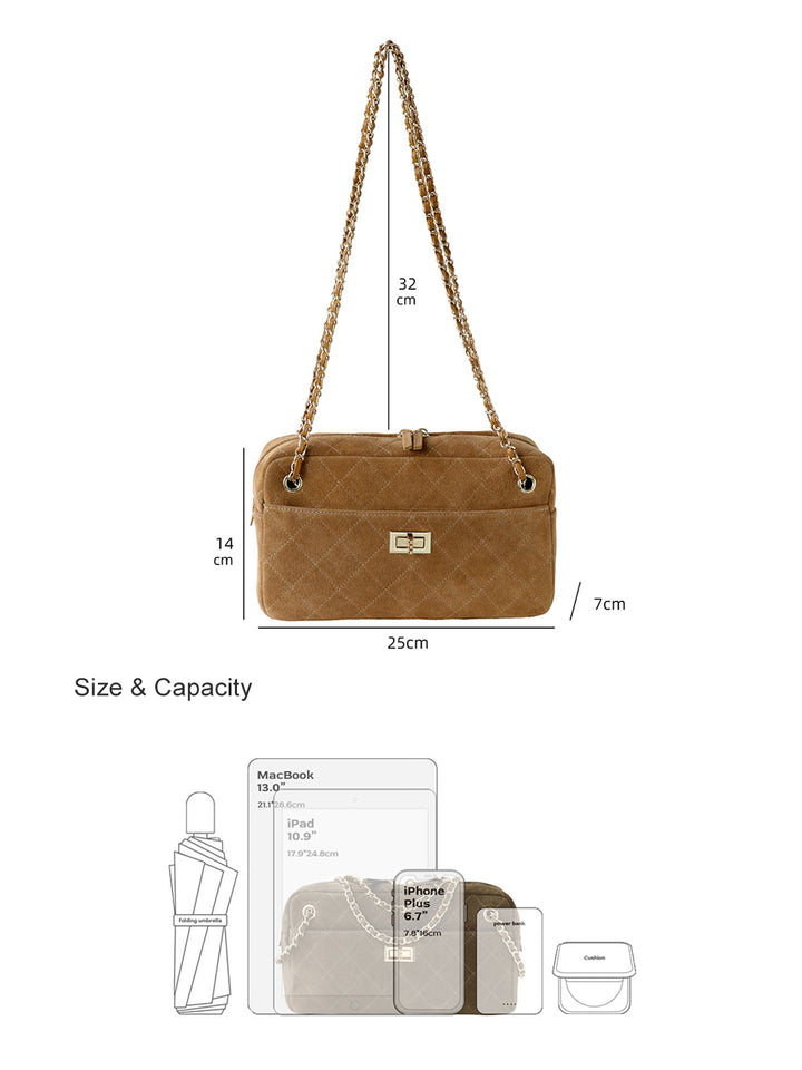 Suede Quilted Camera Bag