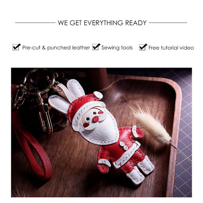 POPSEWING® Sheep Leather Christmas Santa Keychain DIY Kits