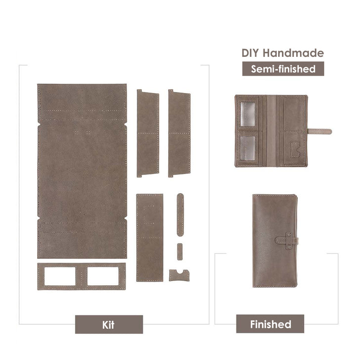 POPSEWING® Lange Geldbörse für Herren aus Narbenleder – DIY-Set