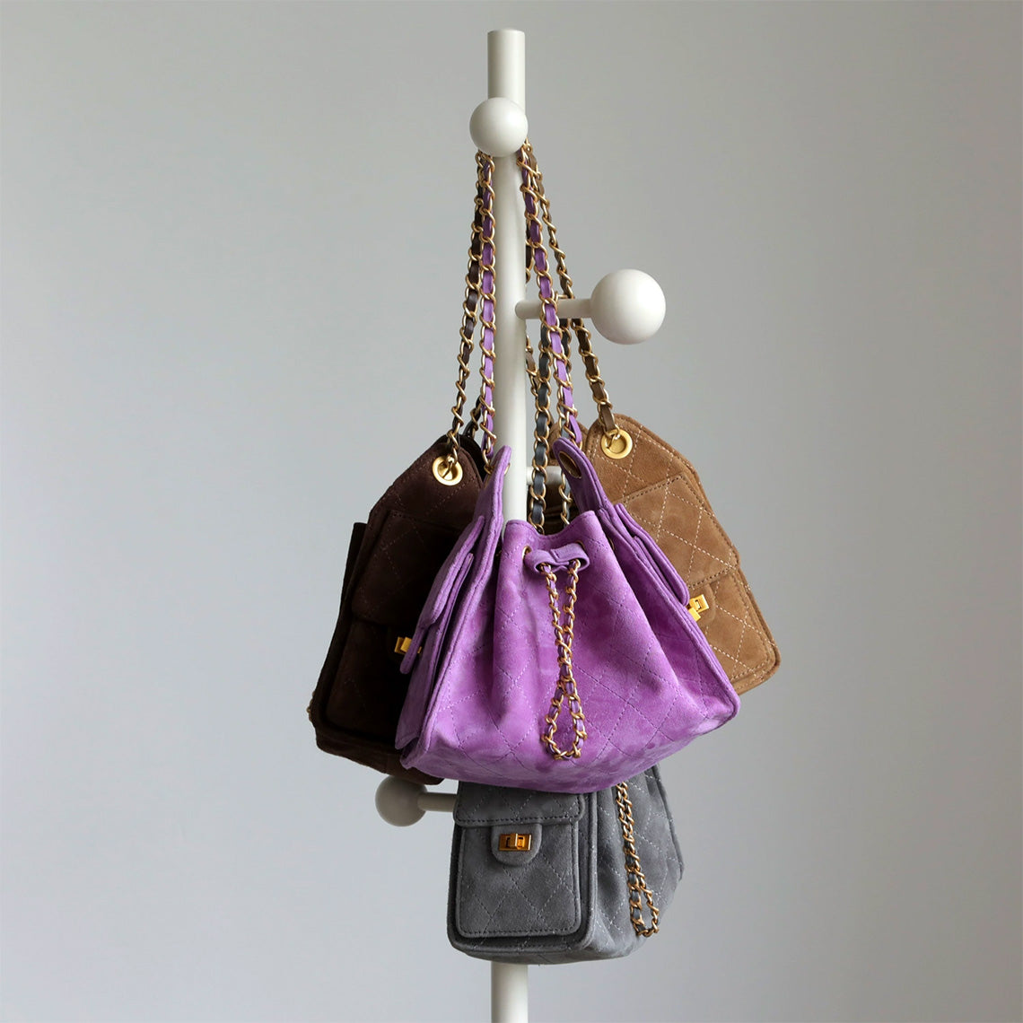 Sheep Suede Leather Quilted Chain Hobo Bag – POPSEWING®