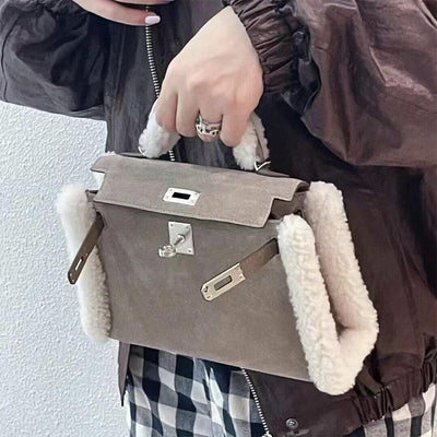 Suede Leather Mini Kelly Bag for Women | Handbags for Winter