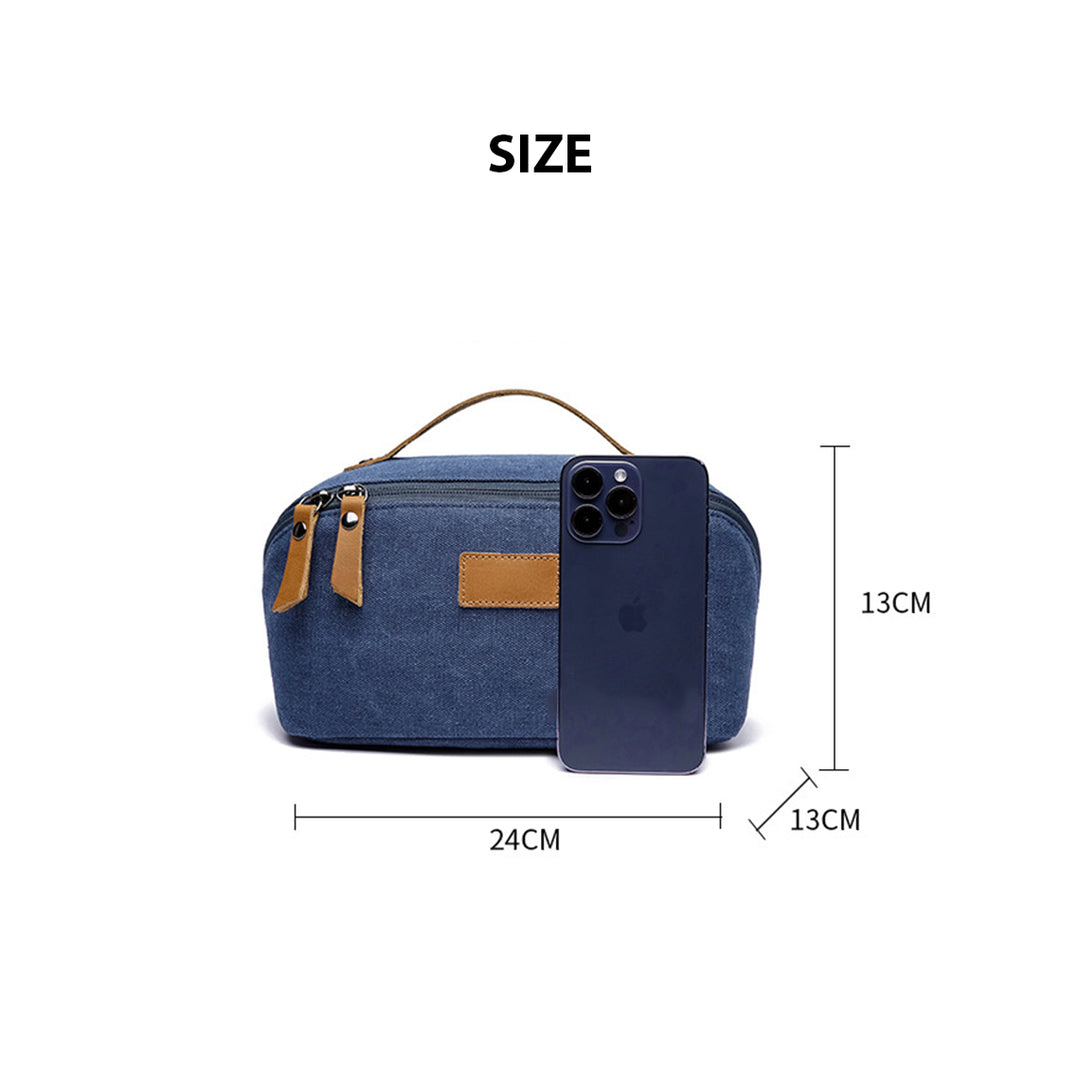 Canvas Leather Travel Toiletry Bag Makeup Bag
