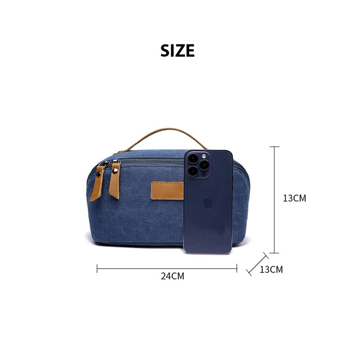 Canvas Leather Travel Toiletry Bag Makeup Bag
