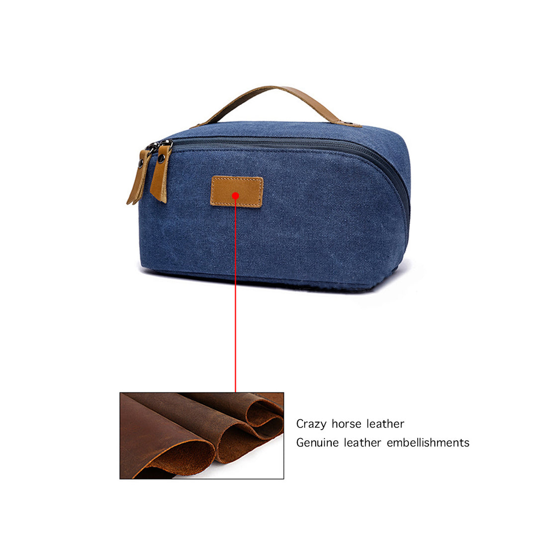 Canvas Leather Travel Toiletry Bag Makeup Bag