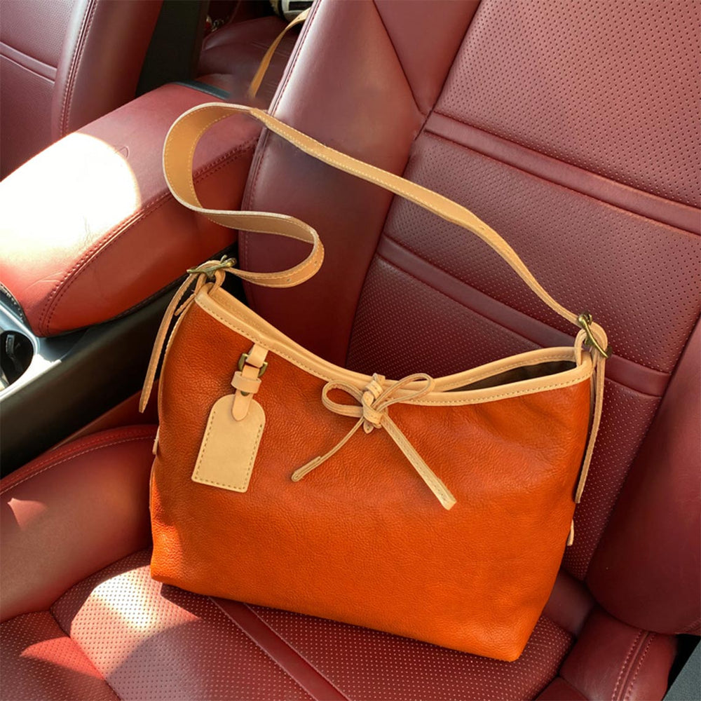 Brown Vegetable Tanned Leather Shoulder Bag Crossbody Bag for Women