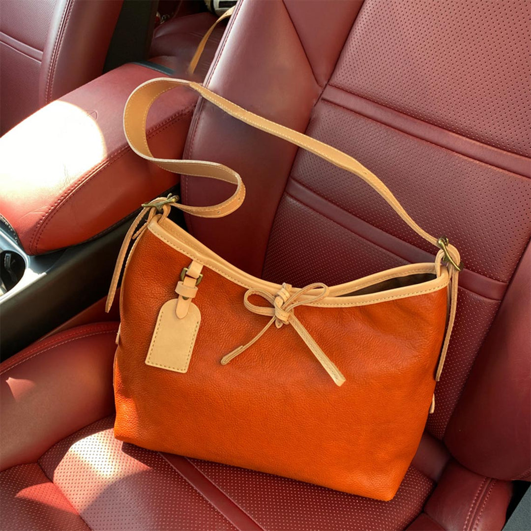 Brown Vegetable Tanned Leather Shoulder Bag Crossbody Bag for Women