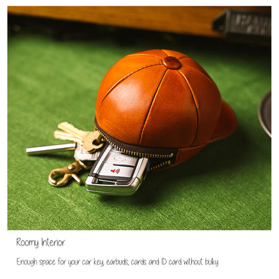 Vegetable Tanned Leather Baseball Cap Purse | AirPods Holder