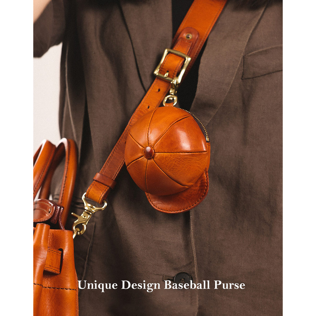 Vegetable Tanned Leather Baseball Cap Purse AirPods Holder Leather POPSEWING