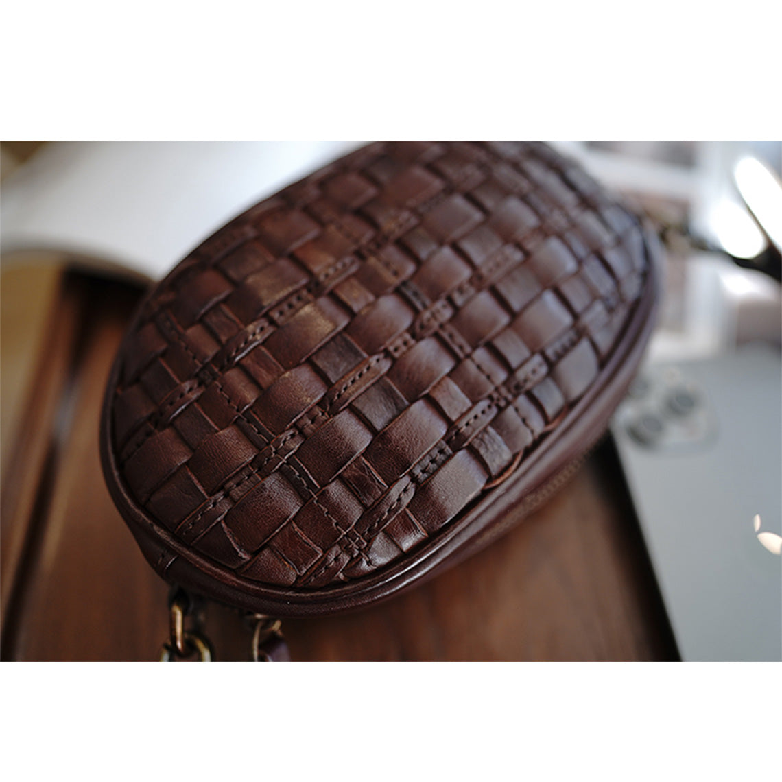 Quilted Leather Crossbody Bag - Dark Brown