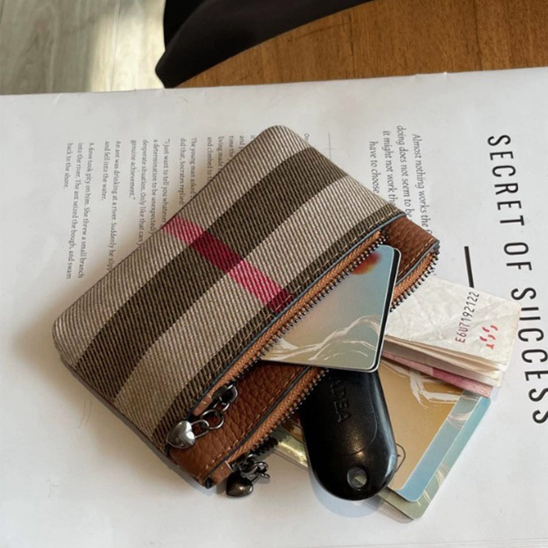 Top Grain Leather Canva Zip Wallet