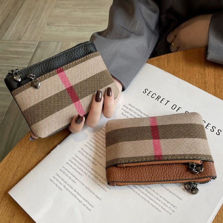 Top Grain Leather Canva Zip Wallet