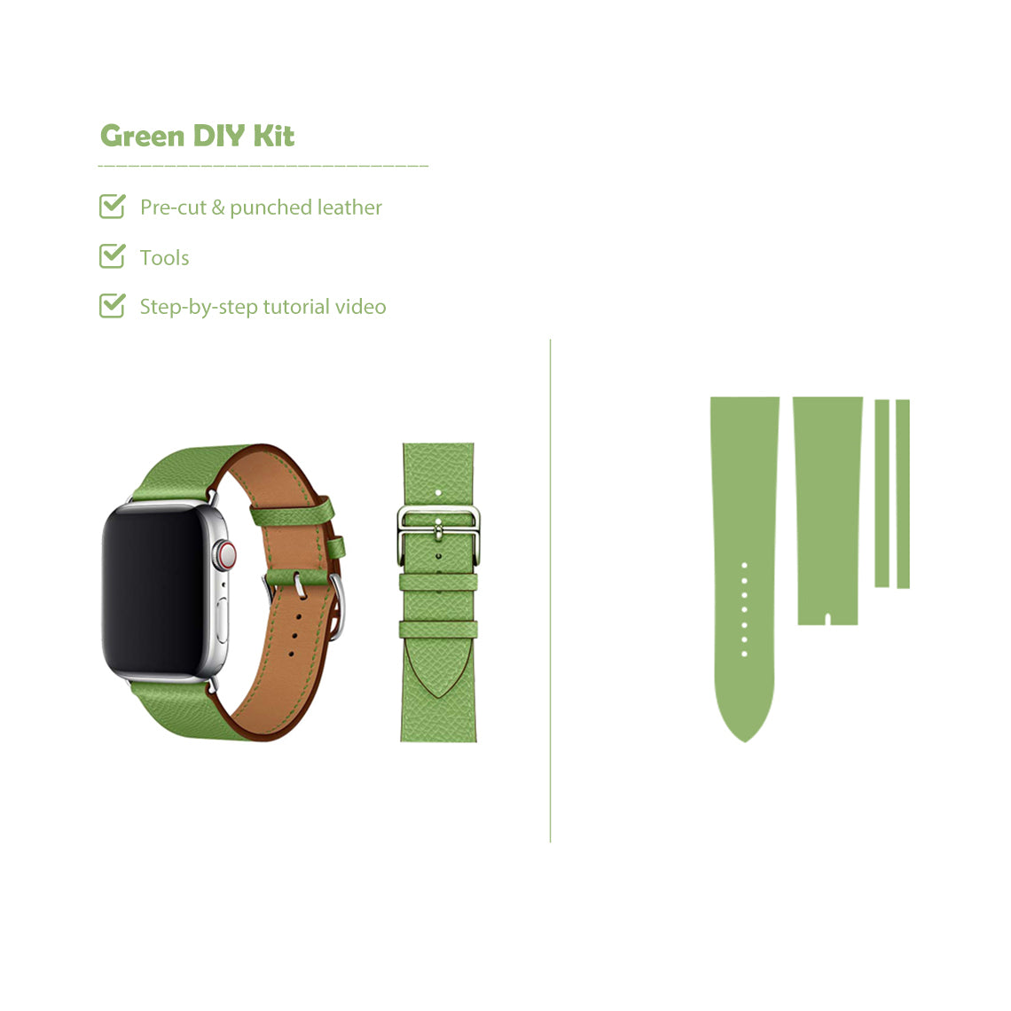 Green Apple Watch Band Leather DIY Kit | POPSEWING®