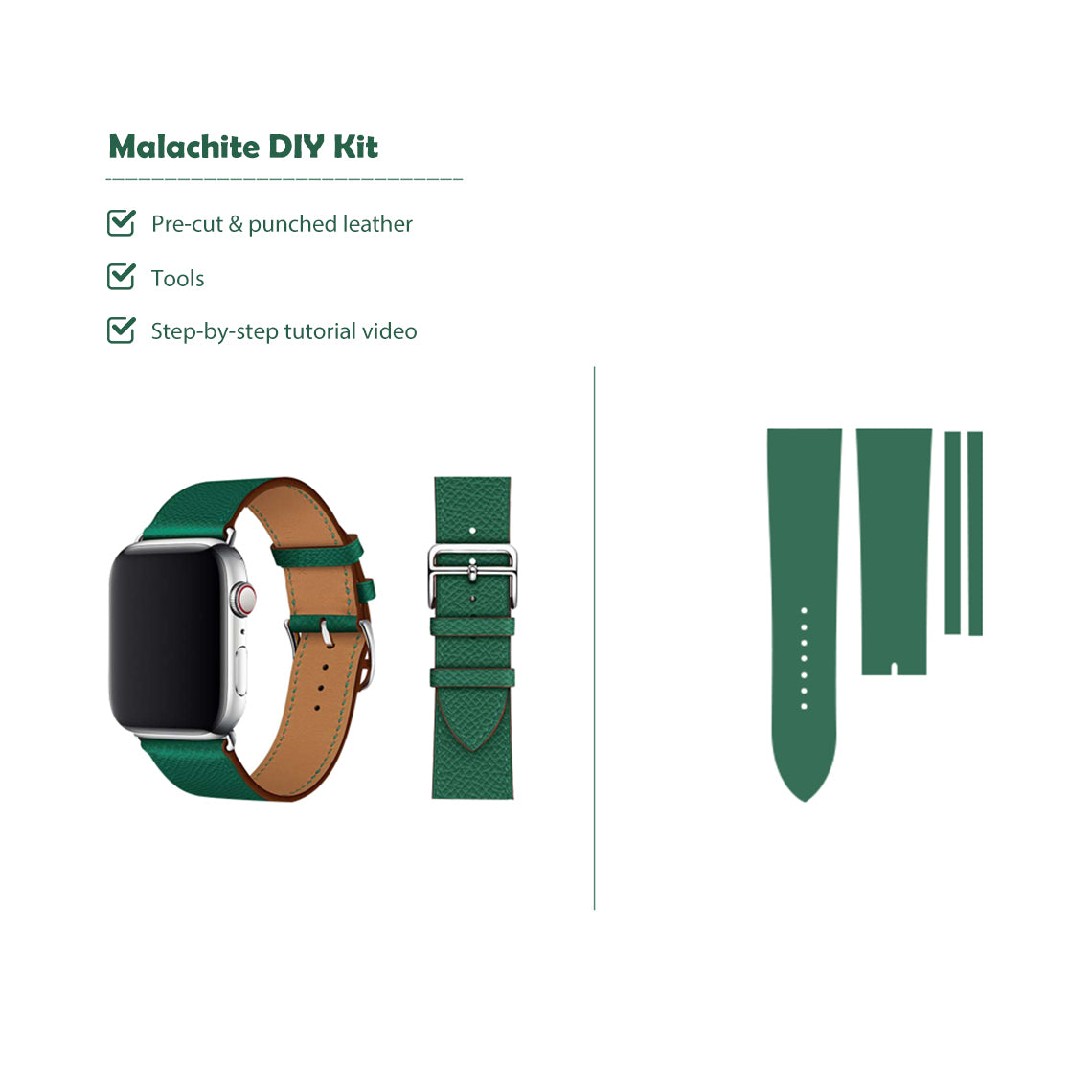 Deep Green Apple Watch Band Leather DIY Kit | POPSEWING®