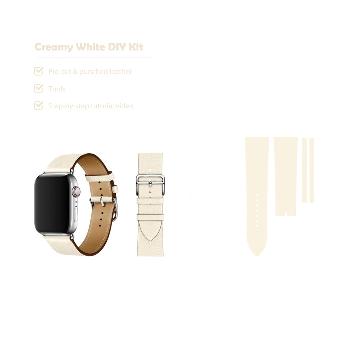 White Apple Watch Band Leather DIY Kit | POPSEWING®