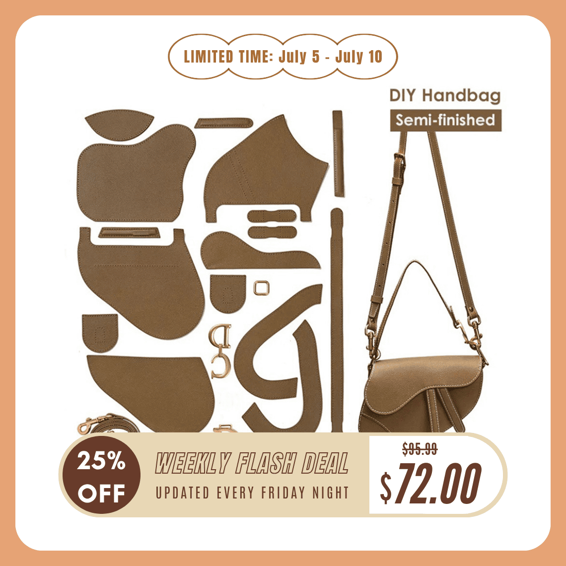 POPSEWING® Lady Leather Crossbody Saddle Bag DIY Kit | Price Drop at Checkout