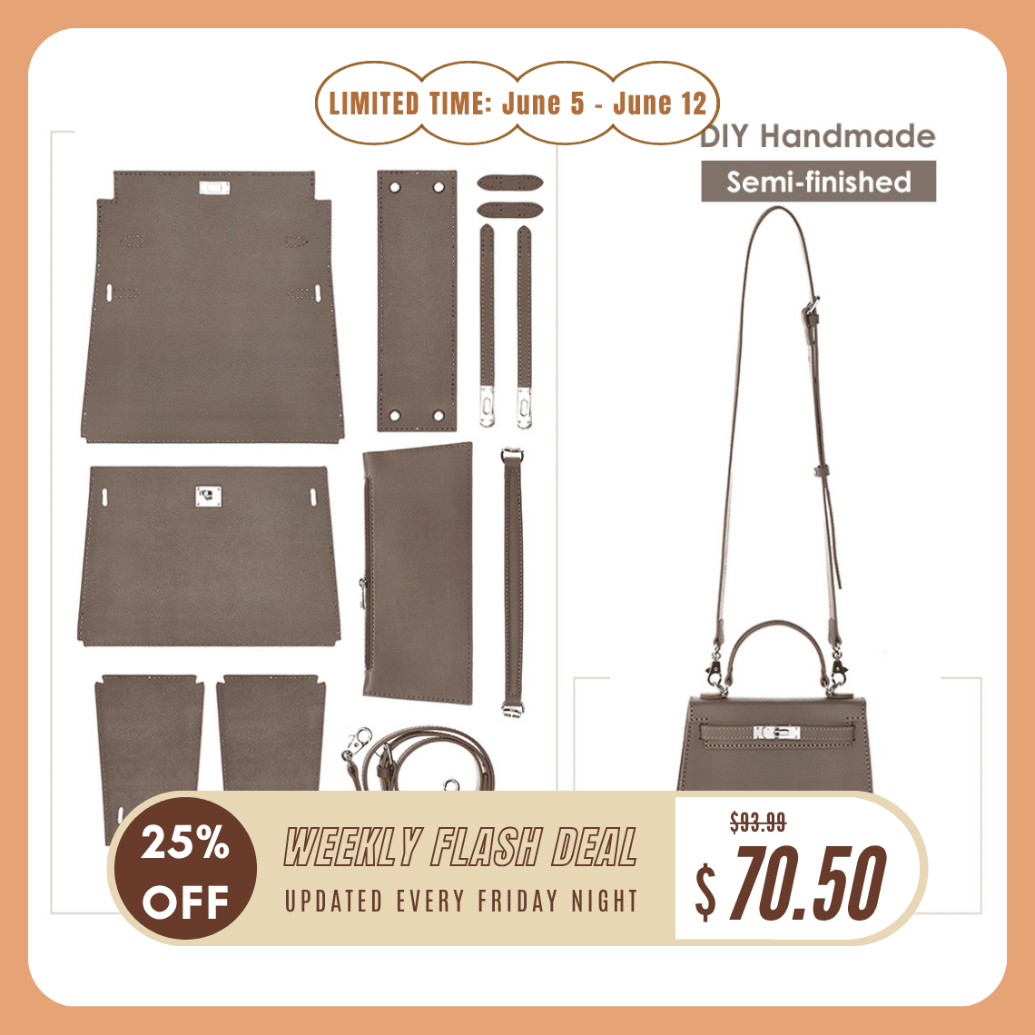POPSEWING® Top Grain Leather Inspired Sellier Kylie Bag DIY Kit | Price Drop at Checkout