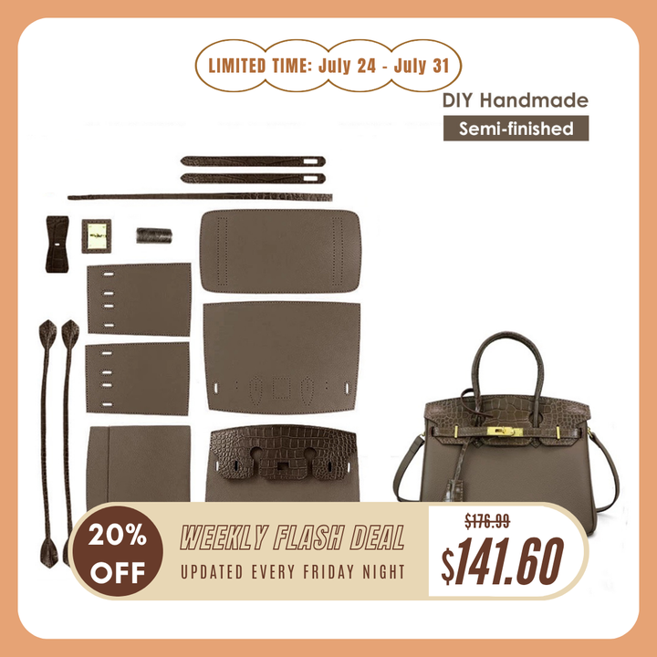 POPSEWING® Kit DIY de Bolso Bicolor de Piel Genuina Platinum